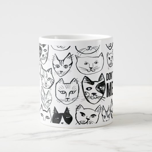 ストレスしないおもしろいMeowt Cat ジャンボコーヒーマグカップ (正面)