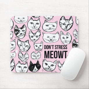ストレスしないMEOWTキャットヘッドパターンピンク マウスパッド