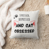 ストレスで落ち込んだ猫がかわいい枕 クッション (ブランケット)