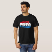 ストレスなし – 赤白青前向きマインドセット Tシャツ (正面フル)
