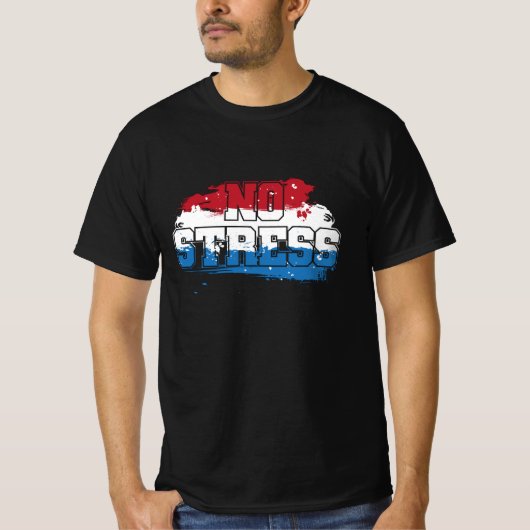 ストレスなし – 赤白青前向きマインドセット Tシャツ (正面)