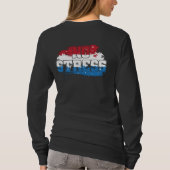 ストレスなし – 赤白青前向きマインドセット Tシャツ (裏面)