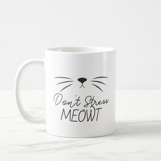ストレスにゃいと Funny ネコ好きマグカップ コーヒーマグカップ (左)