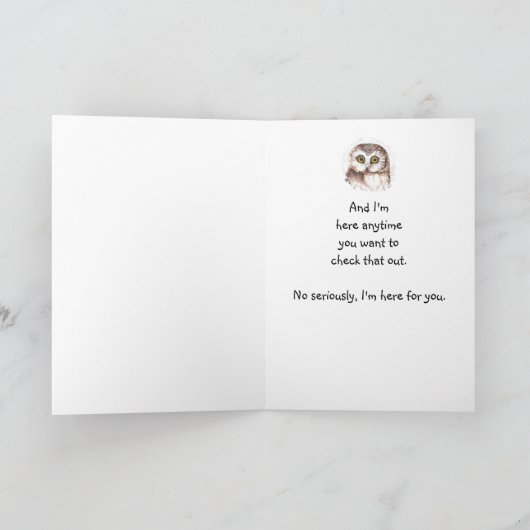 ストレスのある人を励ますかわいいフクロウ カード (内部)