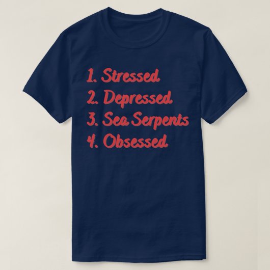 ストレスのある落ち込んだ海のヘビ取り付け Tシャツ (デザイン正面)