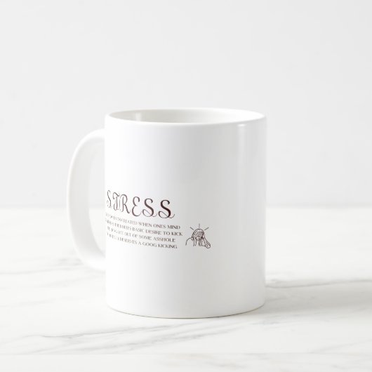 ストレスのマグのおもしろいなストレス定義緊張に満ちたユーモア コーヒーマグカップ (正面左)