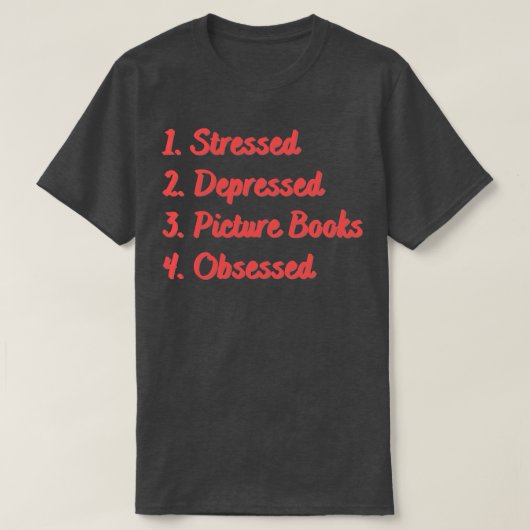 ストレスの多い写真の本が取り憑かれる Tシャツ (デザイン正面)