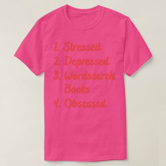 ストレスの落ち込んだ単語検索の本が取り付けられている Tシャツ (デザイン正面)