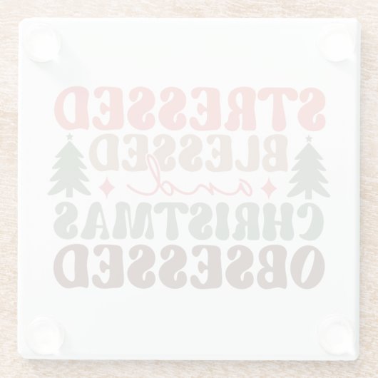 ストレスを受けて、賛美クリスマスに取り憑かれる ガラスコースター (裏面)