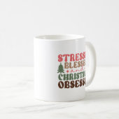 ストレスを受けて、賛美クリスマスに取り憑かれる コーヒーマグカップ (正面右)