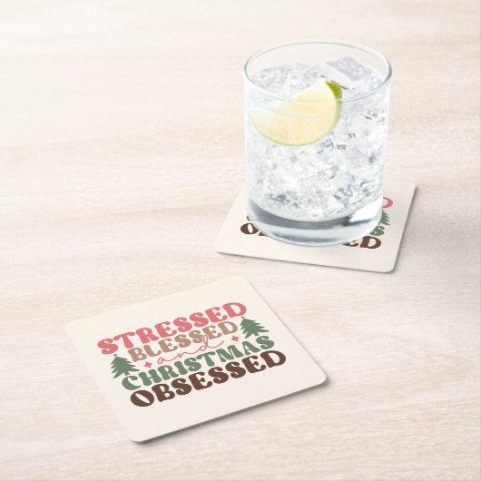 ストレスを受けて、賛美クリスマスに取り憑かれる スクエアペーパーコースター (インサイチュ)