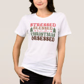 ストレスを受けて、賛美クリスマスに取り憑かれる トライブレンドＴシャツ (正面)