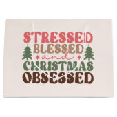 ストレスを受けて、賛美クリスマスに取り憑かれる ラージペーパーバッグ (正面)