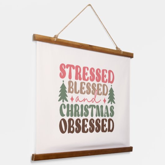 ストレスを受けて、賛美クリスマスに取り憑かれる 吊り下げ型タペストリー (傾斜あり)