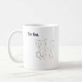 ストレスを感じた猫、変なイラスト入り猫マグカップ コーヒーマグカップ