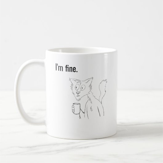 ストレスを感じた猫、変なイラスト入り猫マグカップ コーヒーマグカップ (左)