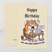 ストレスを感じやすい同僚へのオフィス誕生日カード 招待状 (正面/裏面)