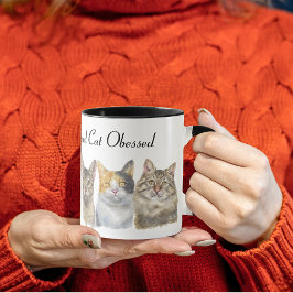 ストレスを賛美感じ、猫がコーヒーマグを飲んだ マグカップ