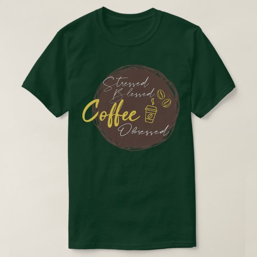 ストレスト賛美コーヒー取り付けバリスタ Tシャツ (デザイン正面)