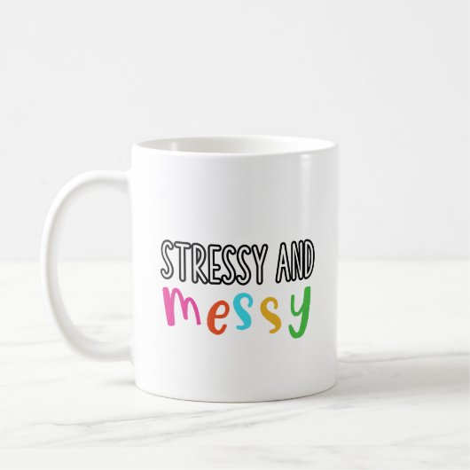 ストレスフルで散らかってる コーヒーマグカップ (左)