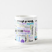 ストレスレリーフ、浮き彫りの穏やかで及びリラックスさせるなタイポグラフィのマグ マグカップ (中央)