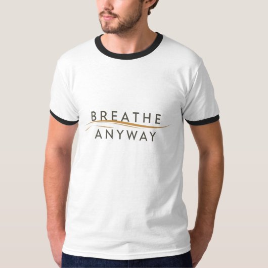 ストレス意識を促すミニマル イエロー Breathe Anyway Tシャツ (正面)