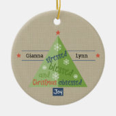 ストレス素朴賛美入りクリスマスツリー セラミックオーナメント (正面)