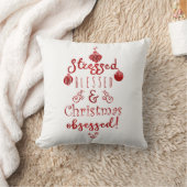 ストレス賛美とクリスマス取り付け赤白 クッション (ブランケット)