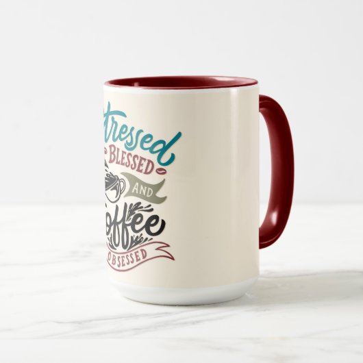 ストレス賛美とコーヒーに取り付けられたマグカップ マグカップ (正面右)