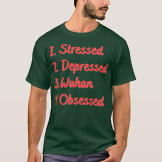 ストレス鬱病の武漢取り付け Tシャツ