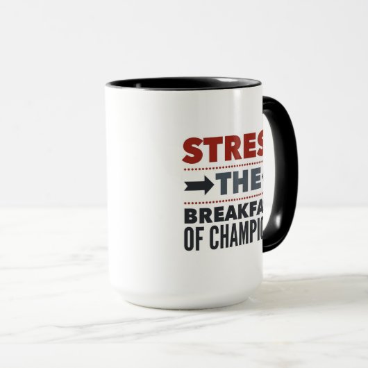 ストレス、チャンピオンズコーヒーマグおもしろいの朝食 マグカップ (正面右)