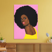 ストレッチかわいらしキャンバス上のブラック・レディ・アフロプリント キャンバスプリント (インサイチュ (リビング))