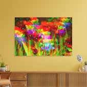 ストレッチされたキャンバスに咲くチューリップのグリッチアート キャンバスプリント (インサイチュ (リビング))