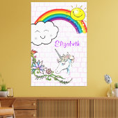 ストレッチされたキャンバス印刷レインボーユニコーン キャンバスプリント (インサイチュ (リビング))
