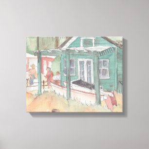 ストレッチされたキャンバス「水彩画/クリスタルコーブ」 キャンバスプリント