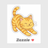 ストレッチするオレンジタビー猫 シール (シート)