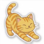 ストレッチするオレンジタビー猫 シール (正面)