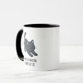 ストレッチする黒猫 カスタムテキスト マグカップ (正面左)