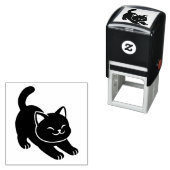 ストレッチする黒猫 セルフインキングスタンプ (インサイチュ)