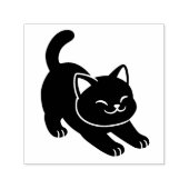 ストレッチする黒猫 セルフインキングスタンプ (デザイン)