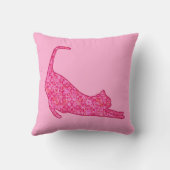 ストレッチキャットシルエット明るい赤紫色ピンクろうけつ染め クッション (裏面)