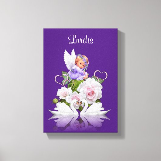 ストレッチキャンバスプリントエンジェルホワイトスワンズパープル キャンバスプリント (正面)
