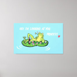 ストレッチキャンバスプリントバレンタインデーおもしろいカエル キャンバスプリント