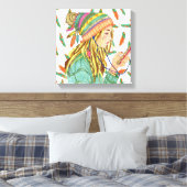 ストレッチキャンバスボーハットガール キャンバスプリント (インサイチュ (寝室))