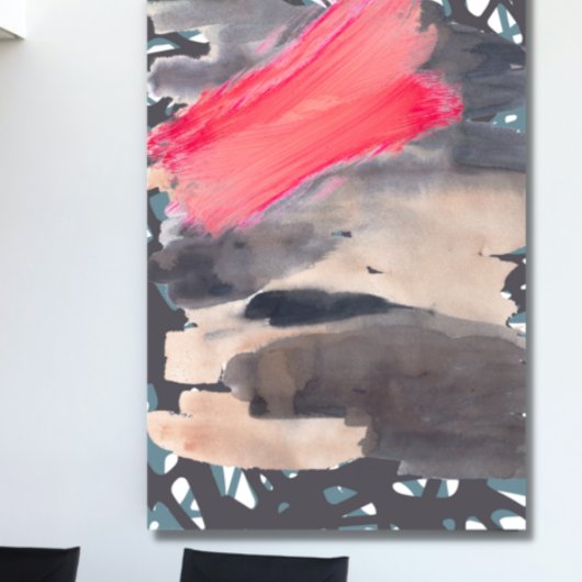 ストレッチキャンバス印刷グレーレッド抽象芸術コラージュ キャンバスプリント