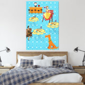 ストレッチレトロ女性犬のニニング キャンバスプリント (インサイチュ (寝室))