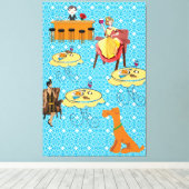 ストレッチレトロ女性犬のニニング キャンバスプリント (インサイチュ (ウッドフロア))