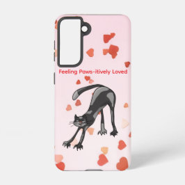 ストレッチングキャット ギャラクシーケース - 愛情いっぱい SAMSUNG GALAXY S21ケース