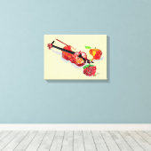 ストレッチ帆布プリント：バイオリンバラ&リンゴ キャンバスプリント (インサイチュ (ウッドフロア))