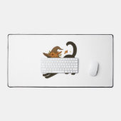 ストレッチ黒猫 – ウィッチークラシックム秋T志 デスクマット (キーボード&マウス)